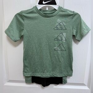 Adidas Green and Black Short Set, Size 4